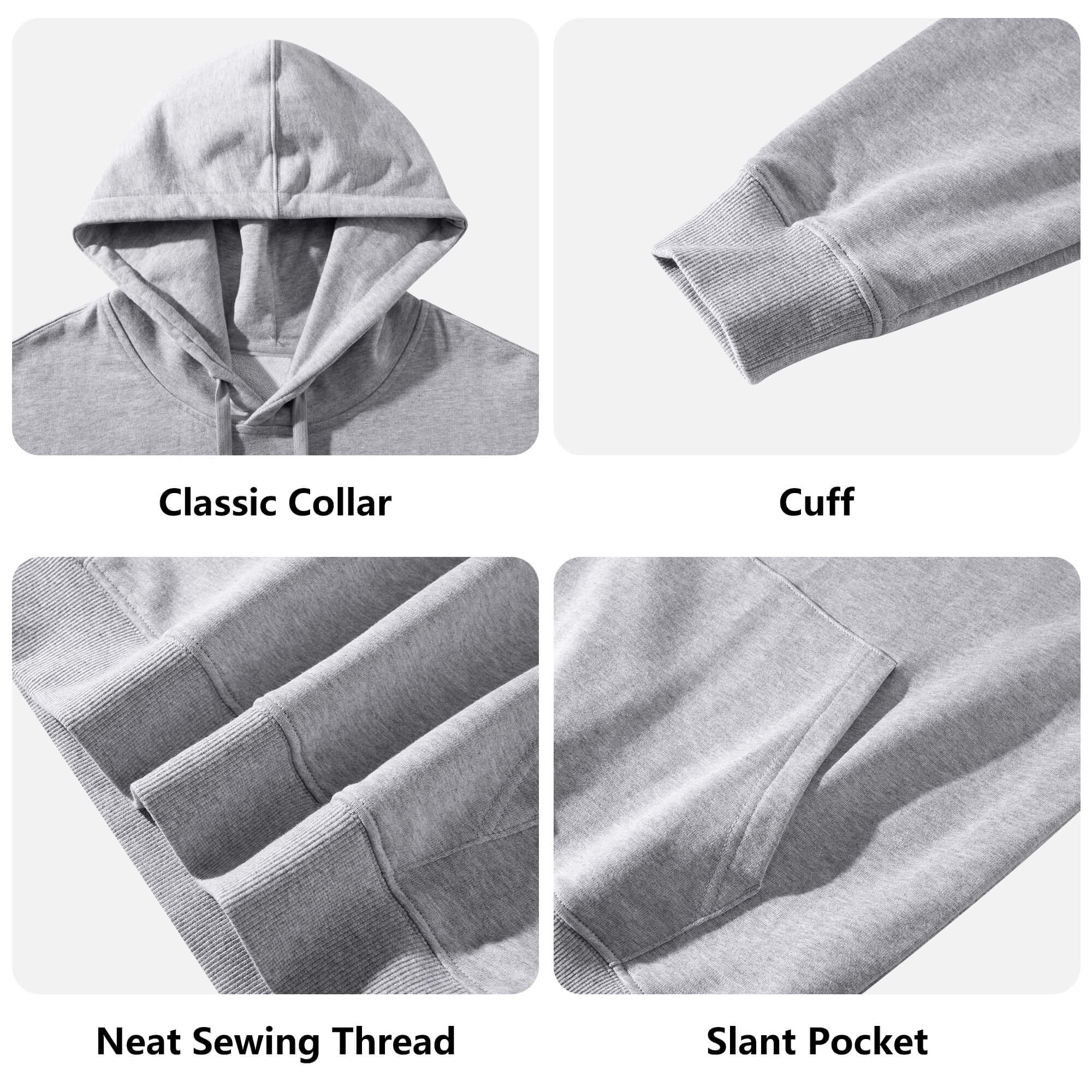 four different types of hoodies