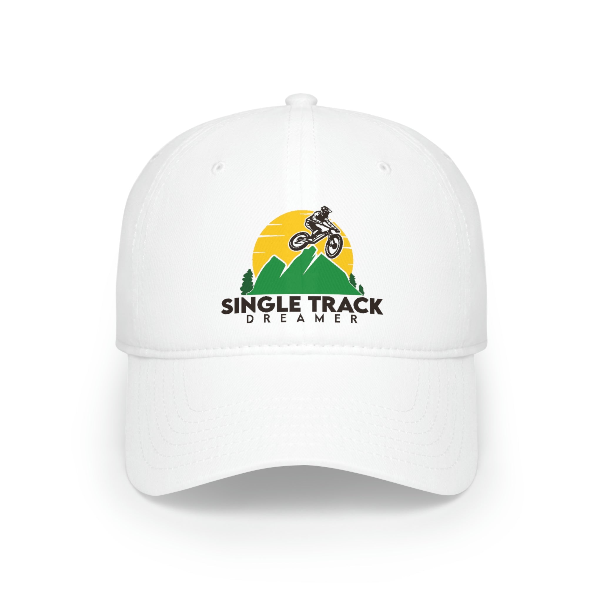 BASEBALL CAP | SINGLE TRACK DREAMER LOGO | WHITE | ADJUSTABLE VELCRO STRAP - Single Track Dreamer