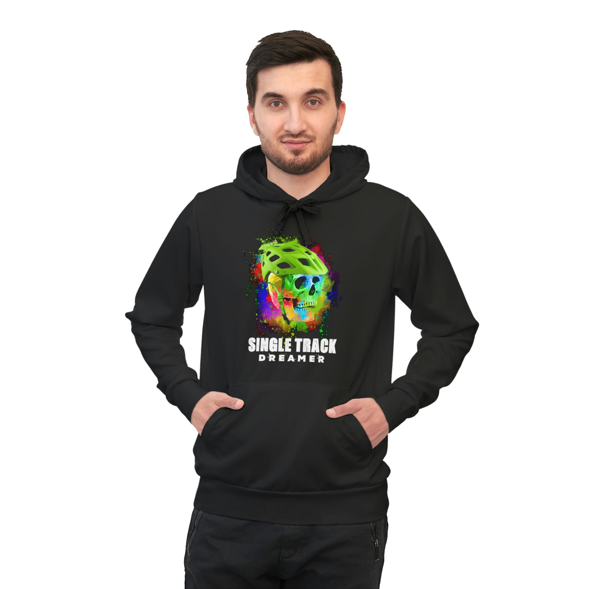 HOODIE | SINGLE TRACK DREAMER WITH PRINT ON BACK | BLACK | LARGE - Single Track Dreamer