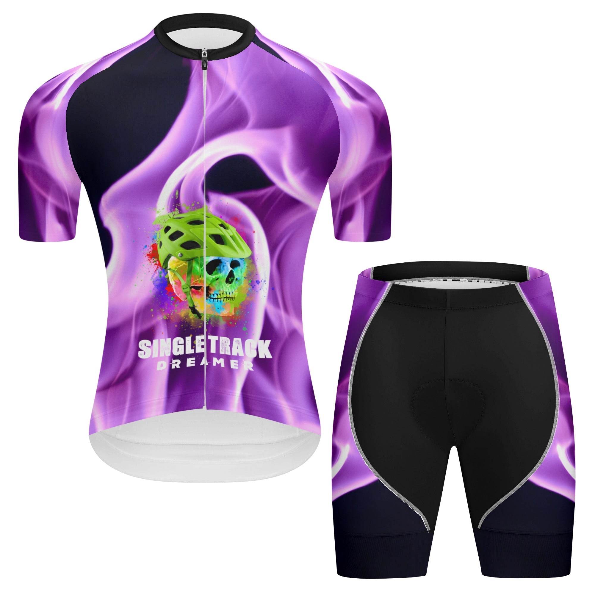 MENS LYCRA MTB JERSEY AND SHORTS | BLUE FLAME | XS - 2XL - Single Track Dreamer