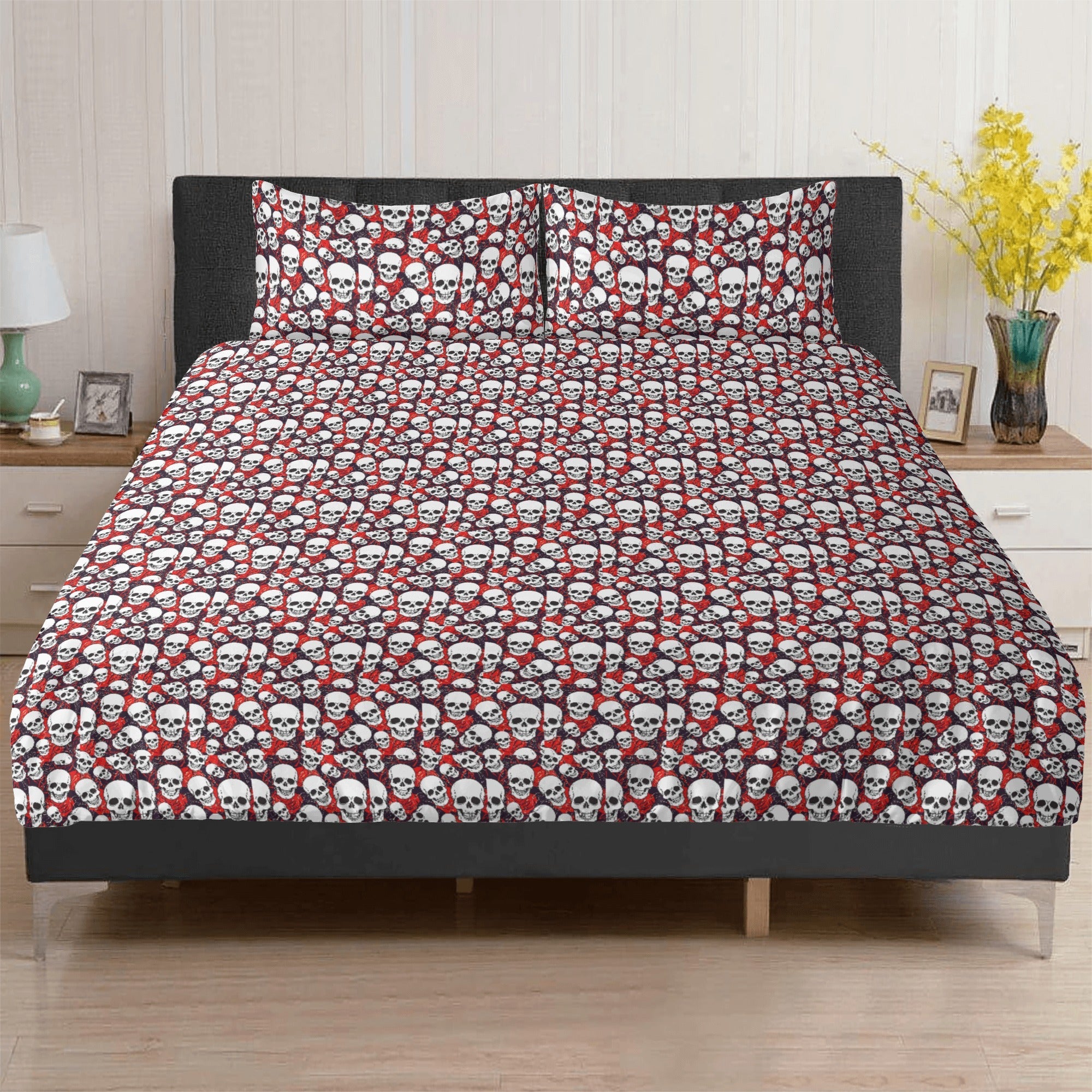 QUILT AND PILLOW COVERS | SKULLS | BLACK | 12 SIZES - Single Track Dreamer
