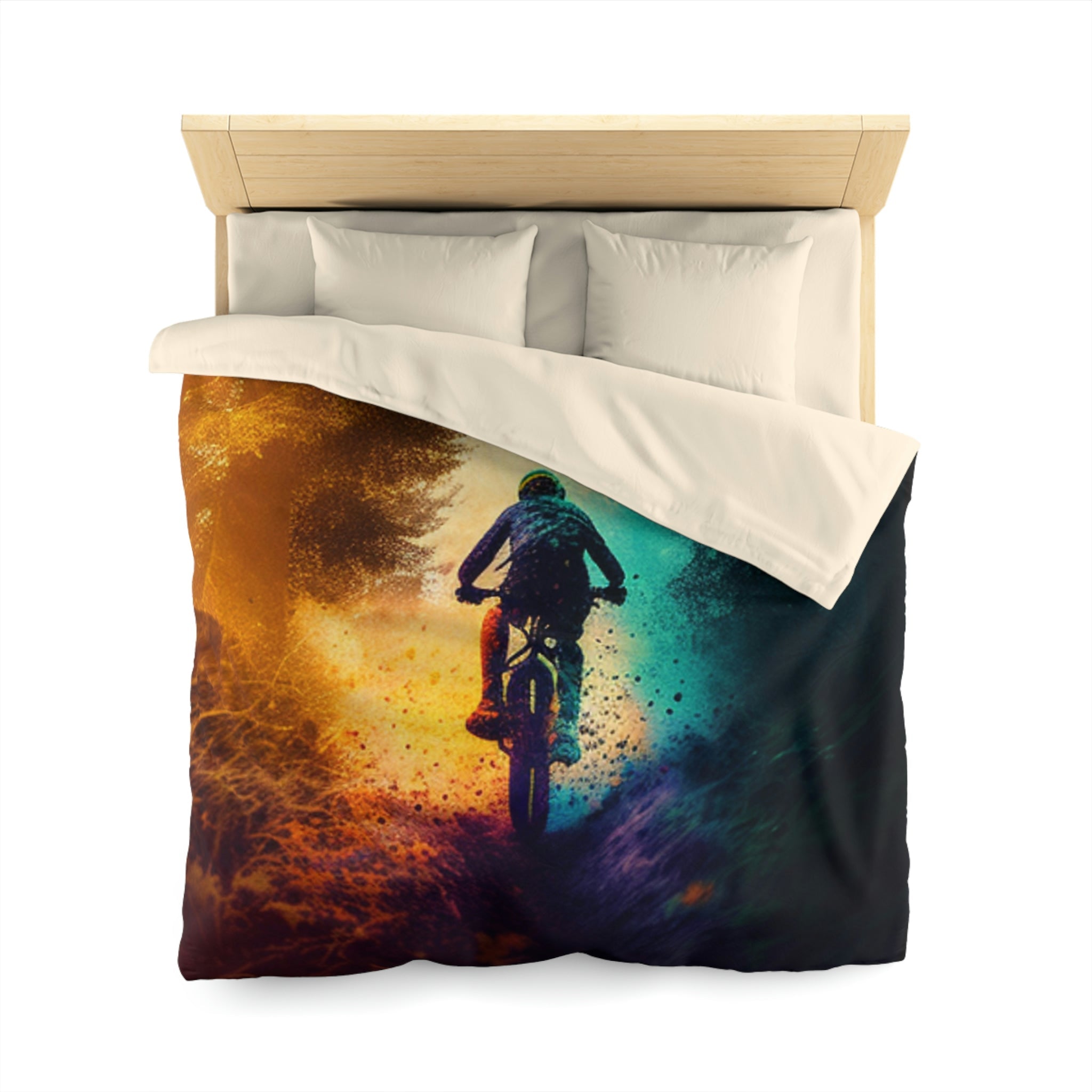 QUILT COVER | MOUNTAIN BIKER IN FOREST | 3 SIZES - Single Track Dreamer