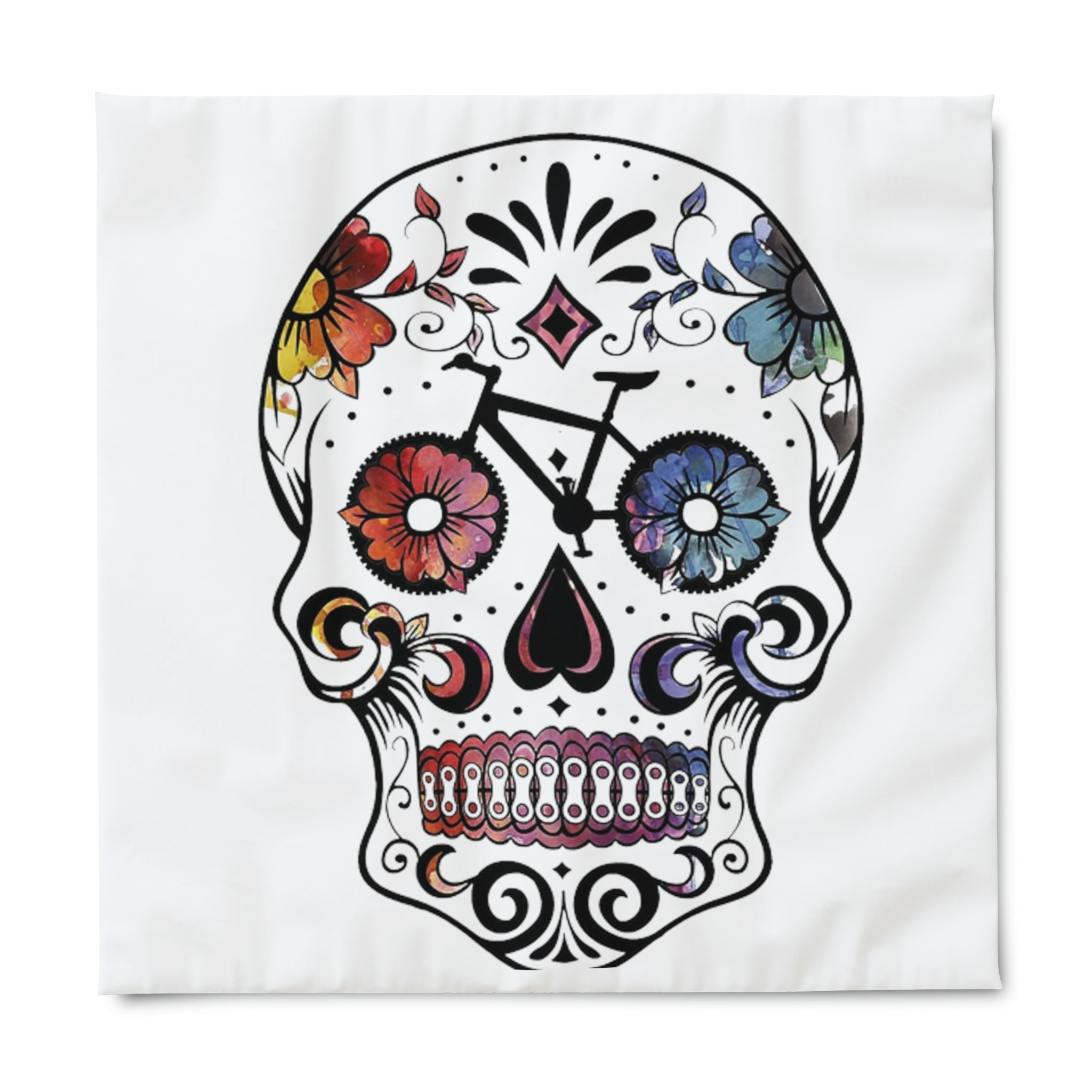 QUILT COVER | SKULL CANDY CYCLE | WHITE | 3 SIZES - Single Track Dreamer