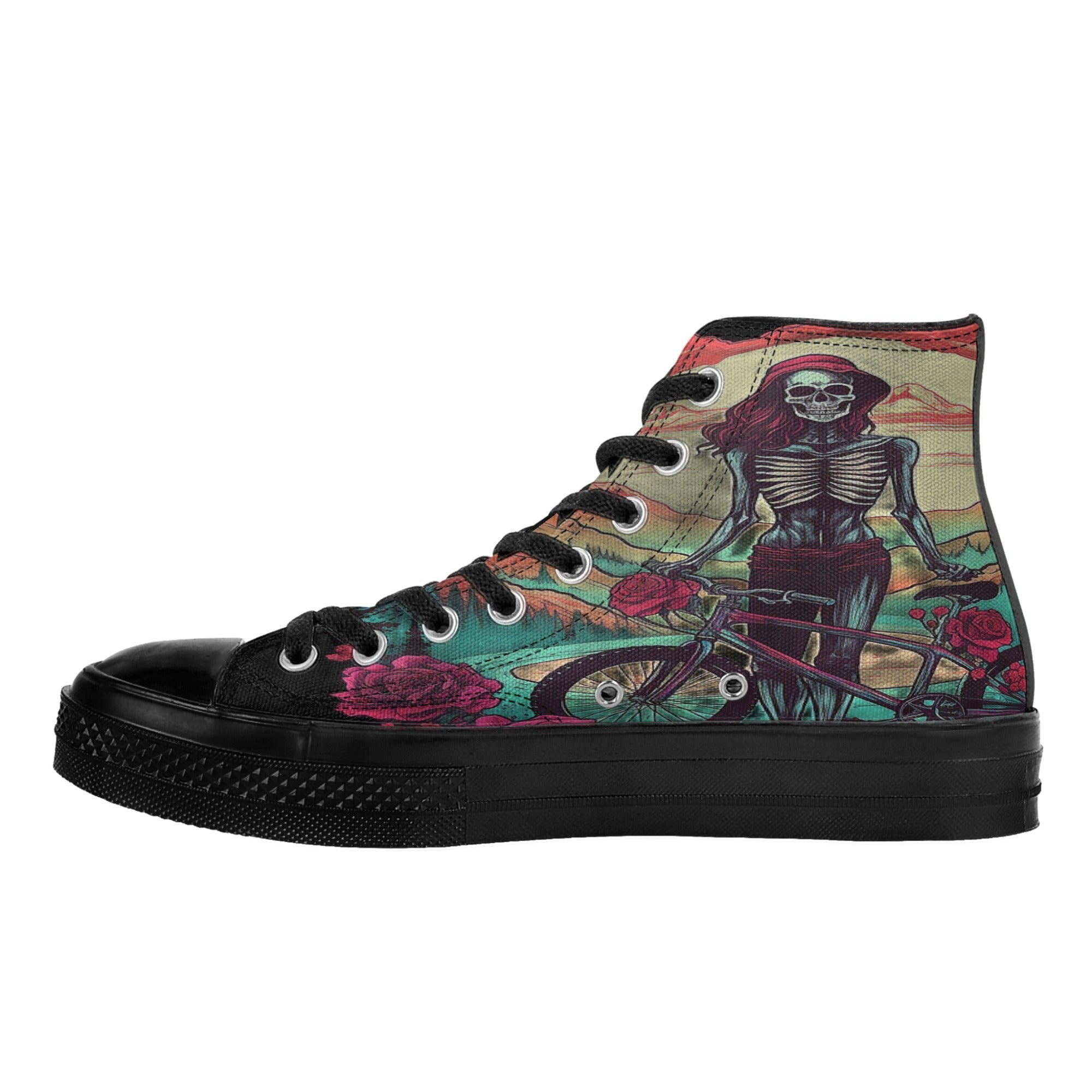 Women's Classic Black High Top Canvas Shoes - Single Track Dreamer